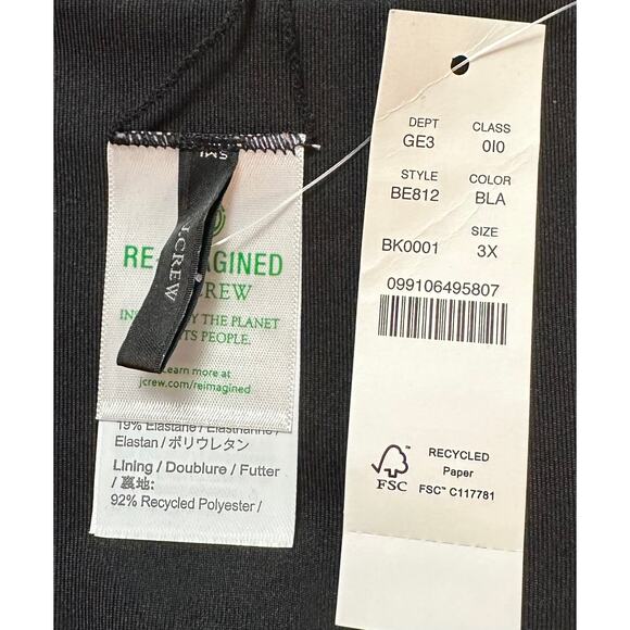 2/$15 NWT J. Crew Ribbed Cross-Front Cheeky Bikini Bottom Black Plus Size 3X - Picture 4 of 8